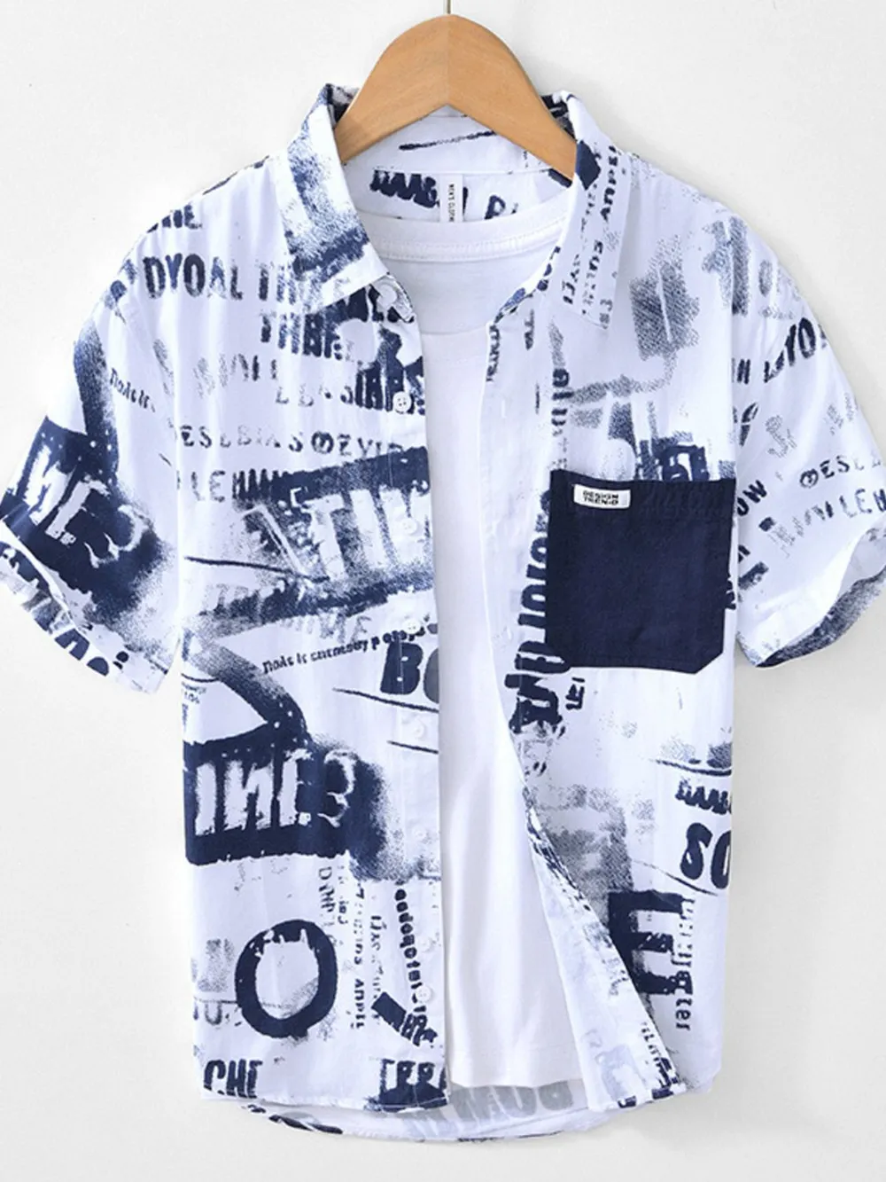 Men's Printed Button Up Short Sleeve Shirt, image 3