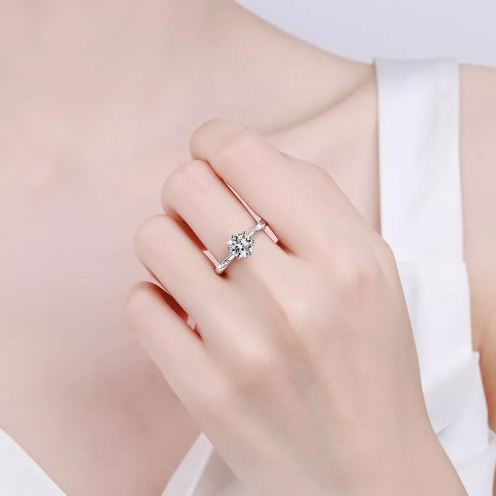 1 Carat Moissanite 925 Sterling Silver Ring, image 2