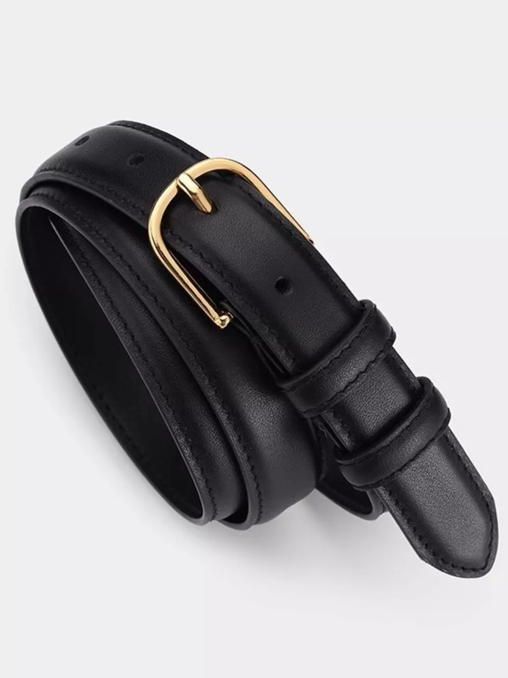 Classic Leather Belt with Golden Buckle, image 2