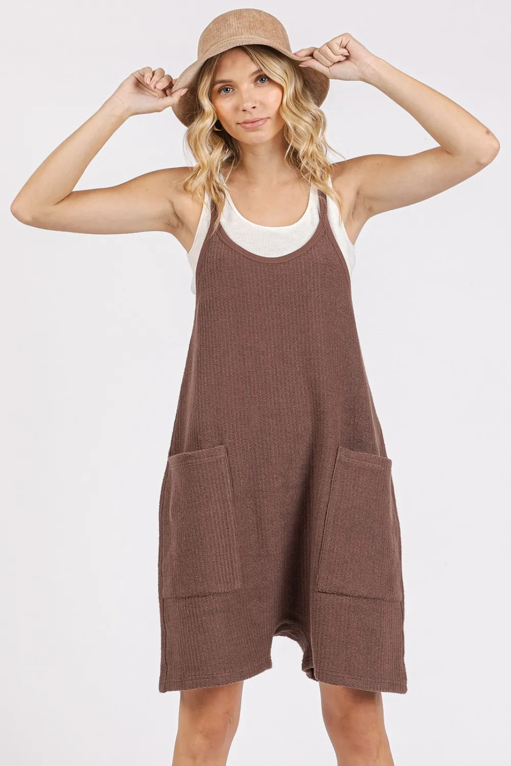 Scoop Neck Spaghetti Strap Overalls with Pockets
