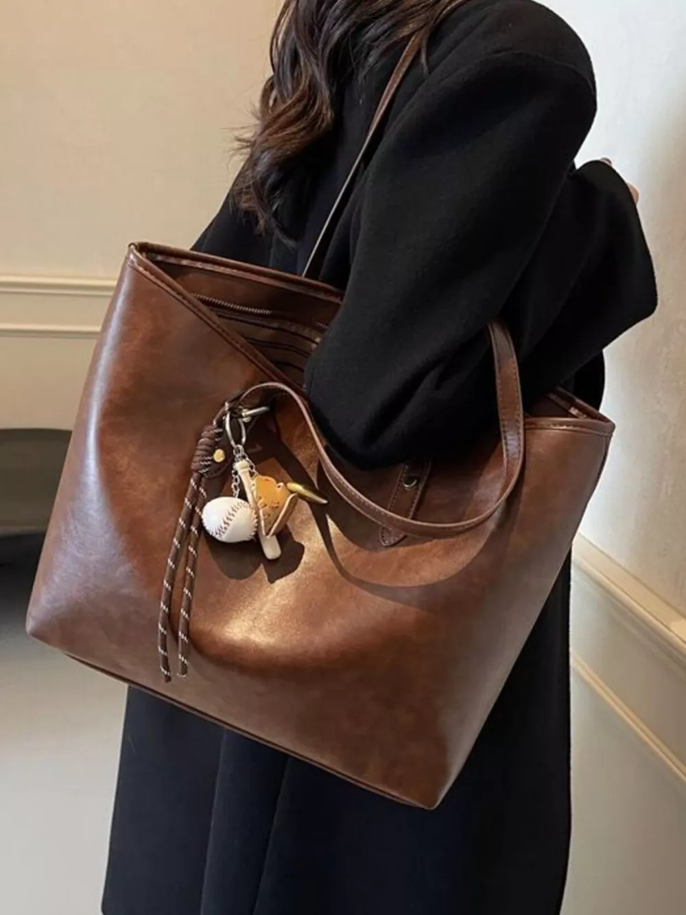 Vintage Style Leather Tote Bag, image 4