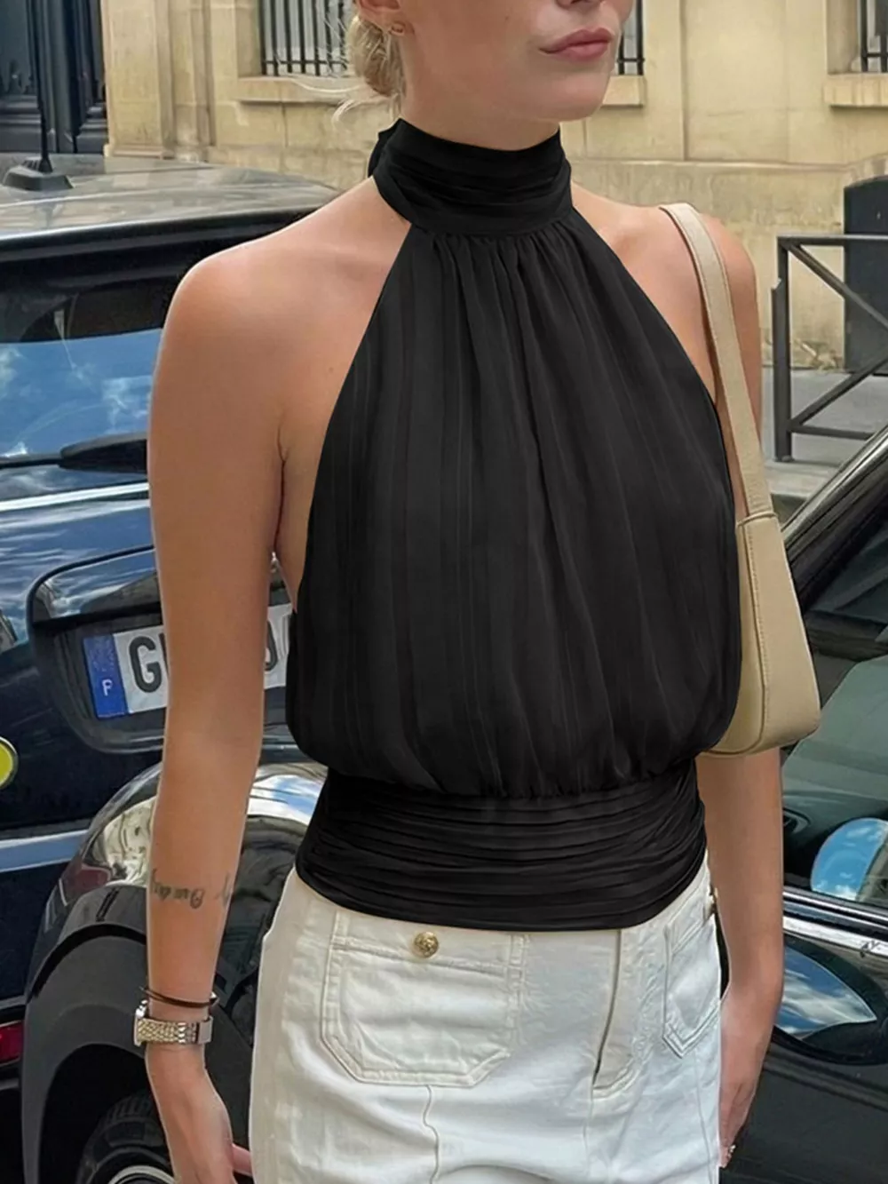 Halter Neck Striped Cami Top, image 7