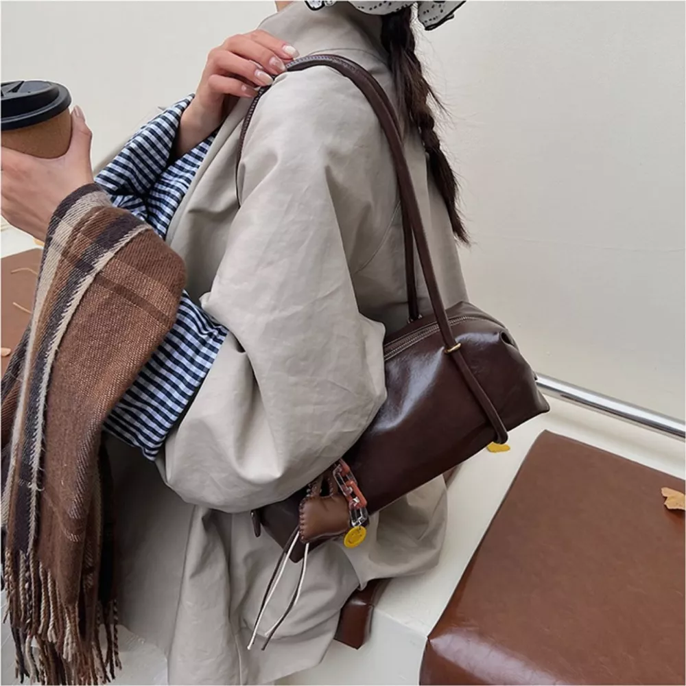 Leather Shoulder Bag with Charm, image 10