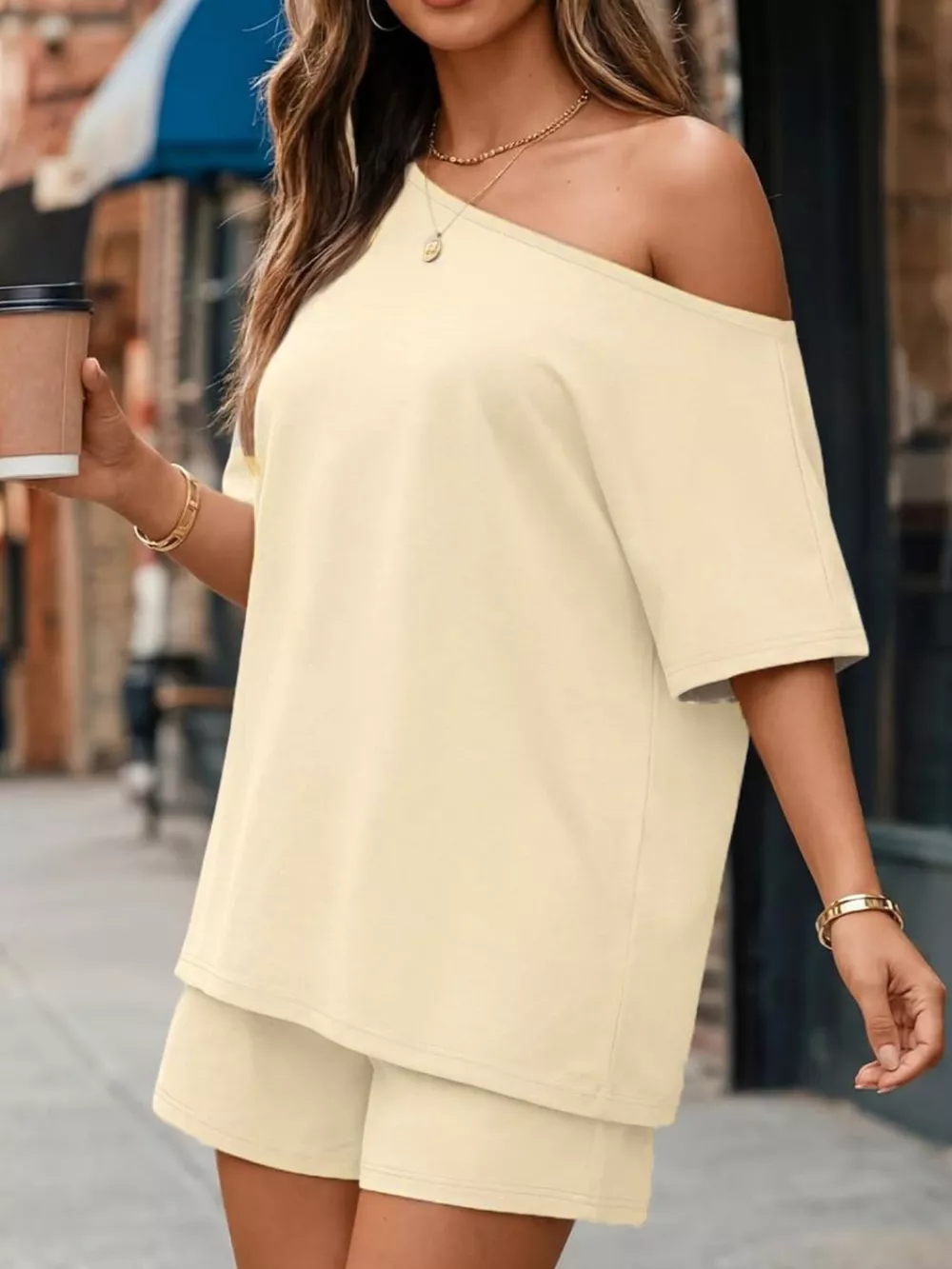 Full Size One Shoulder Top and Shorts Set Plus Size, image 23