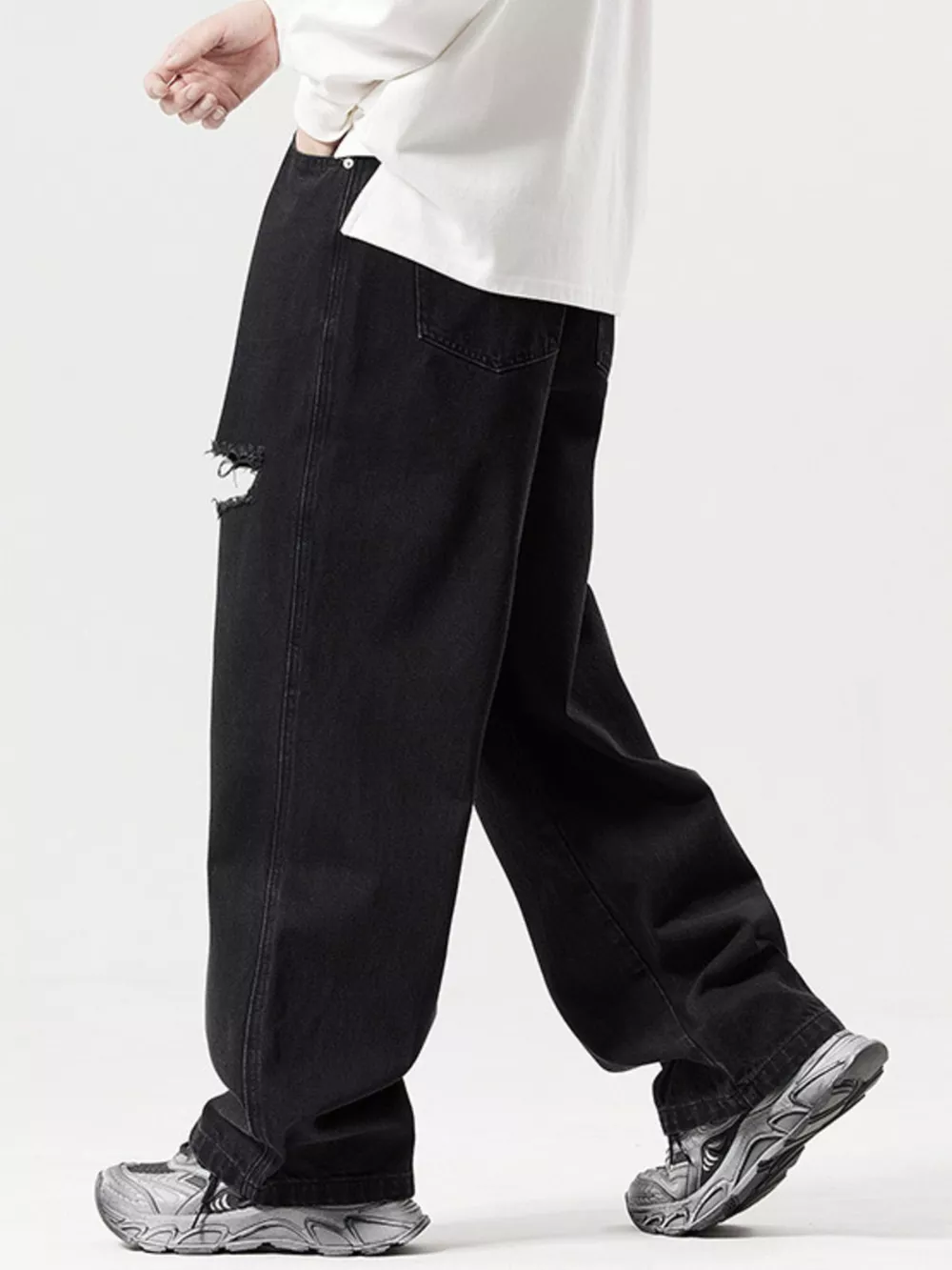 Men's Distressed Wide Leg Jeans, image 3