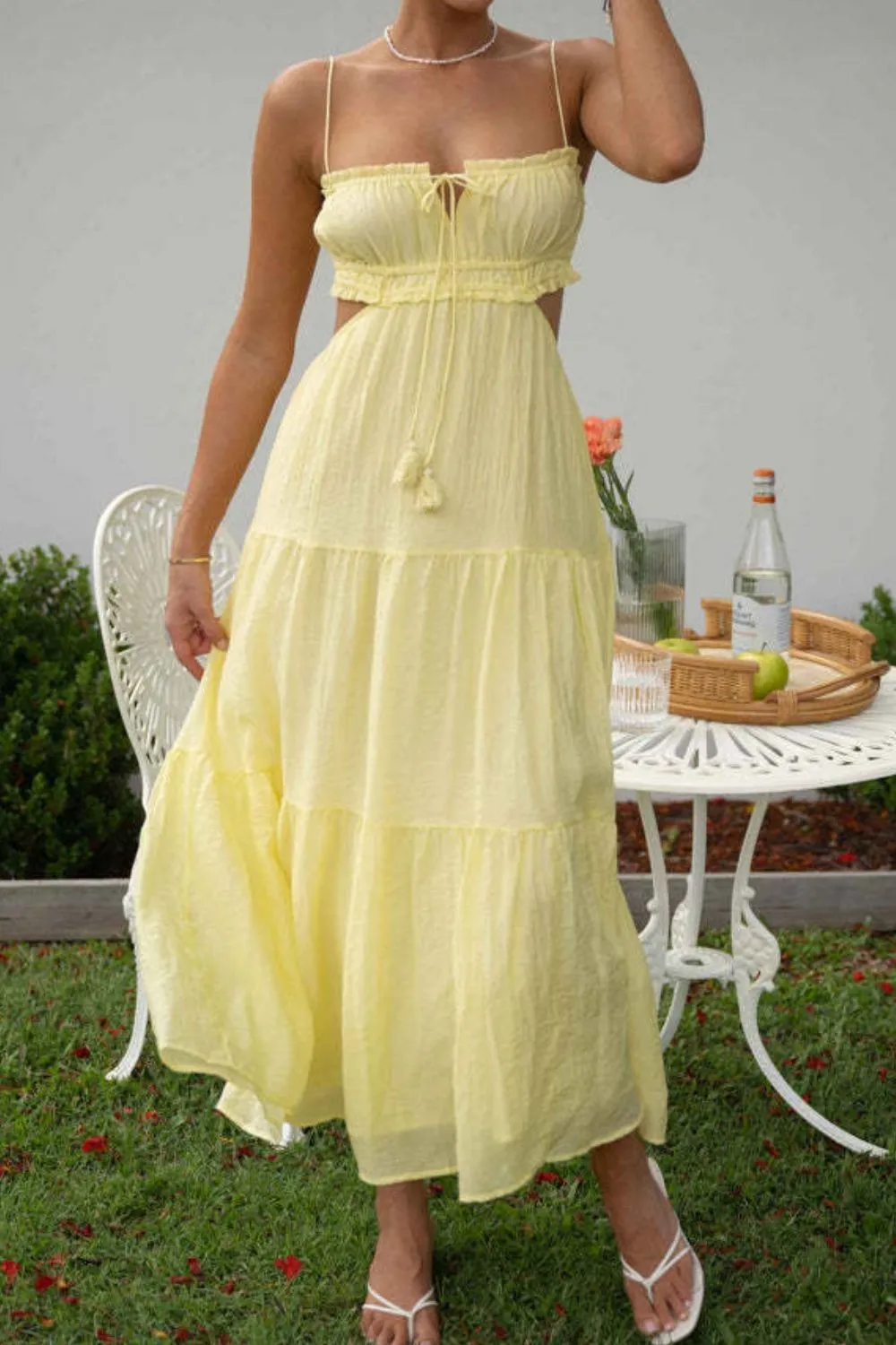 Cutout Square Neck Midi Cami Dress, image 4