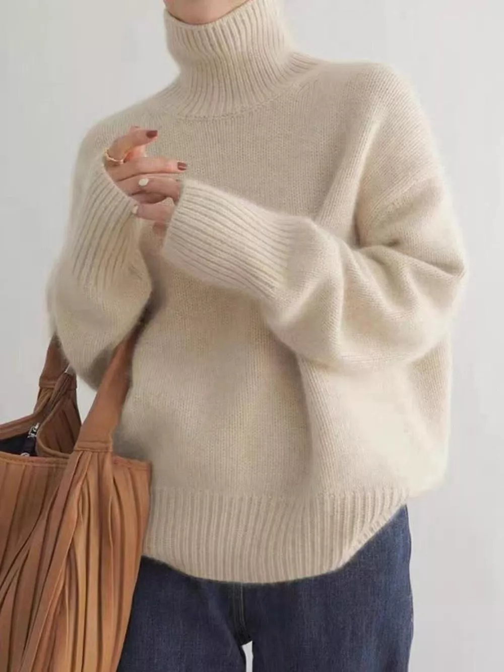 Turtleneck Dropped Shoulder Sweater, image 3