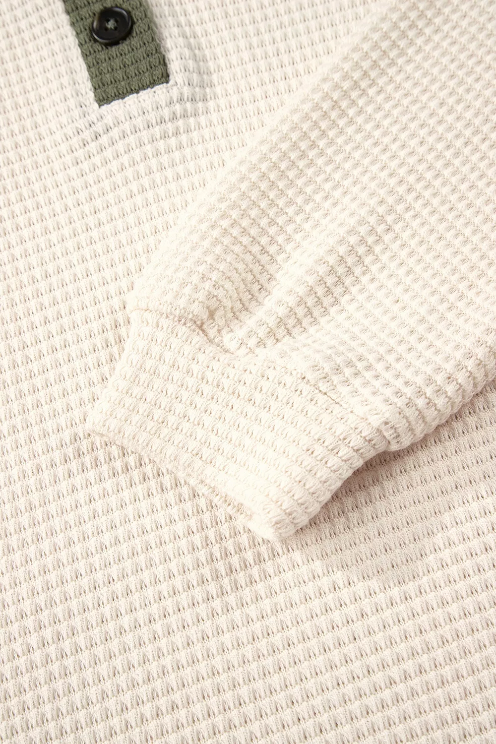 Drawstring Waffle Knit Henley Hoodie, image 11