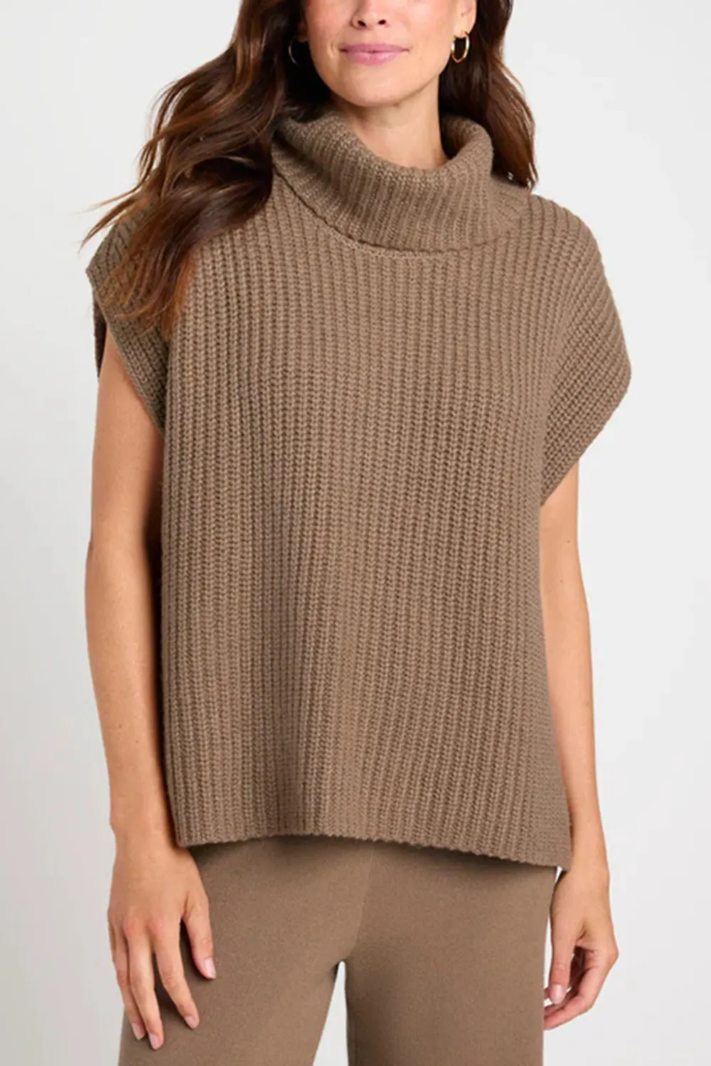 Slit Turtleneck Cap Sleeve Sweater, image 3