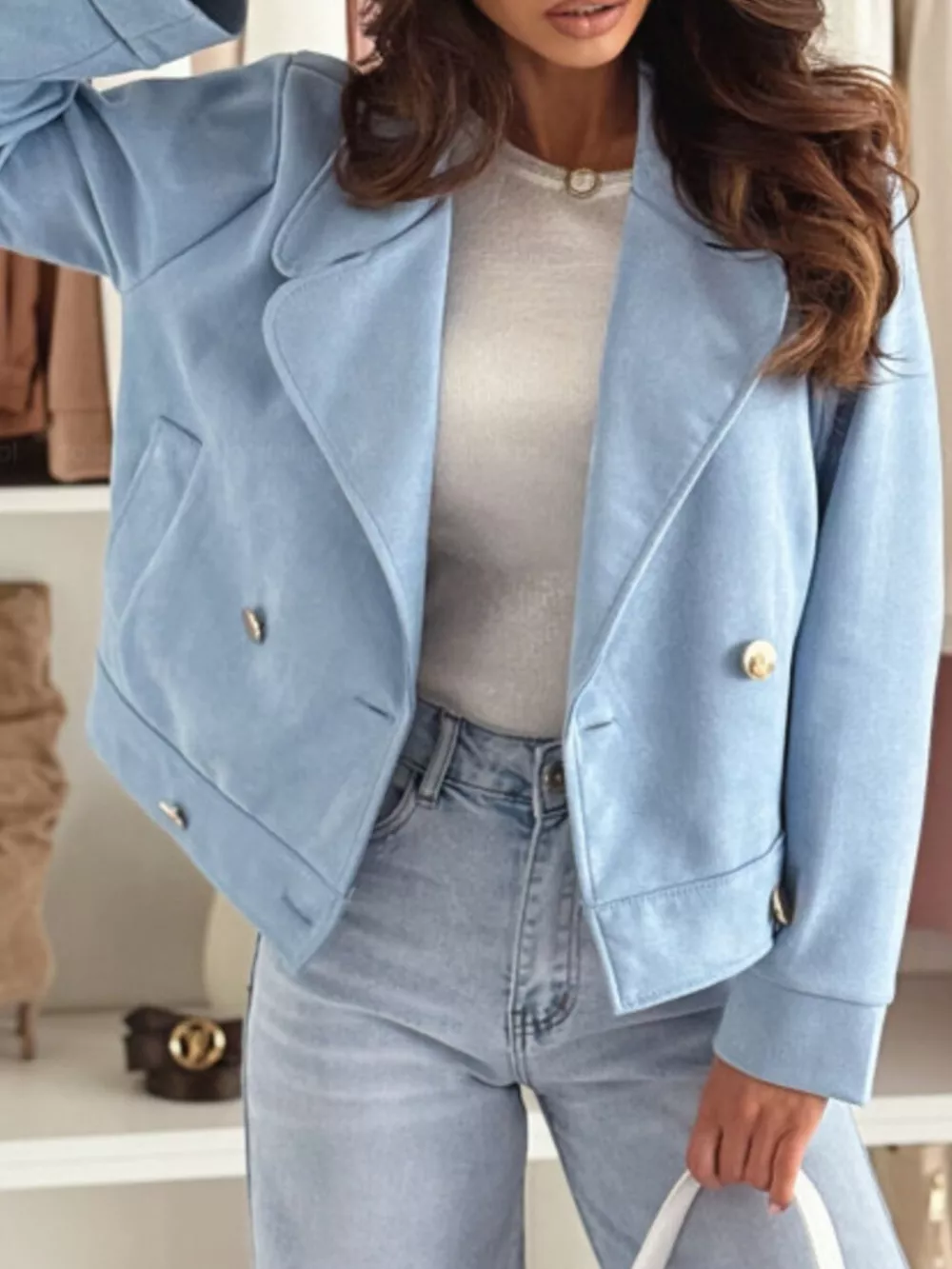 Chic Double-Breasted Cropped Jacket, image 8