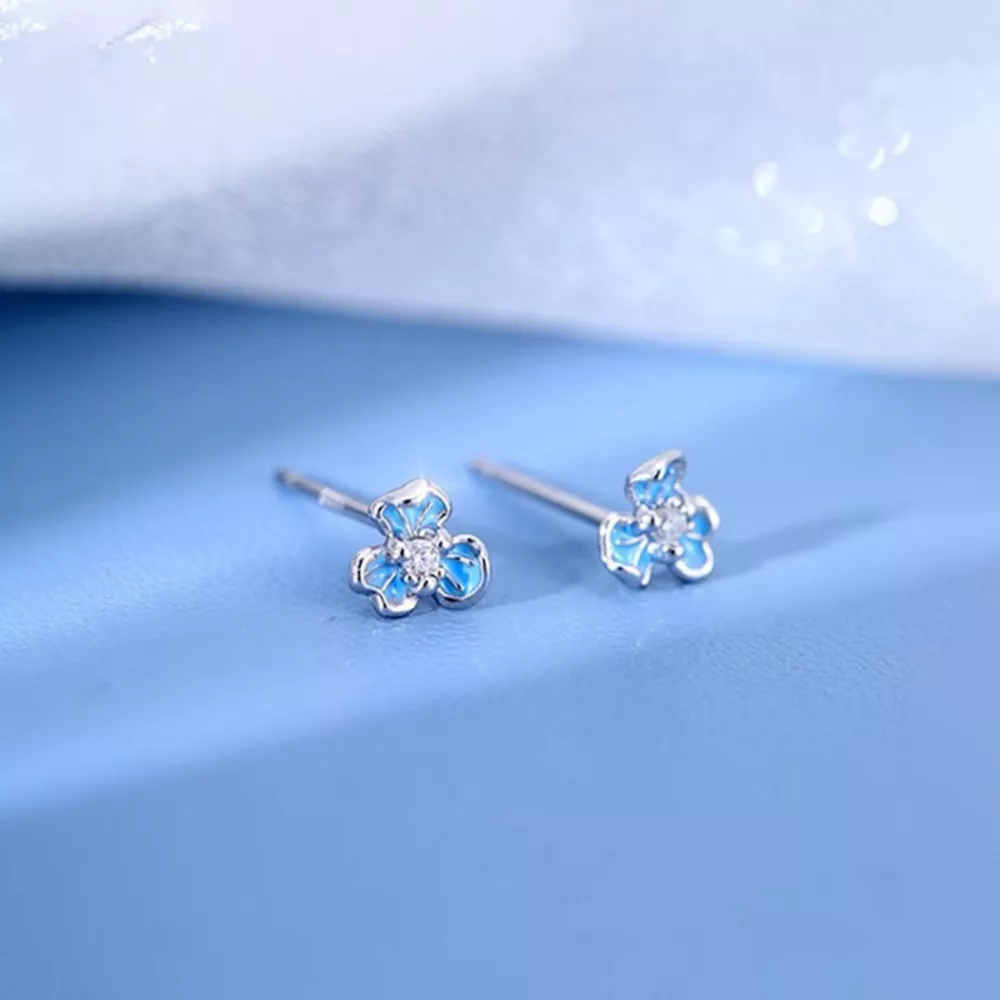 999 Sterling Silver Flower Stud Earrings, image 4
