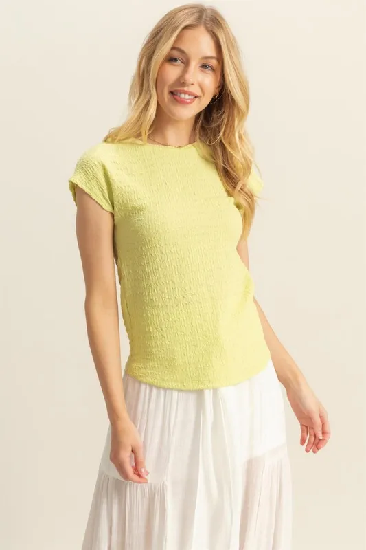 Textured Round Neck Cap Sleeve Knit Top, image 2
