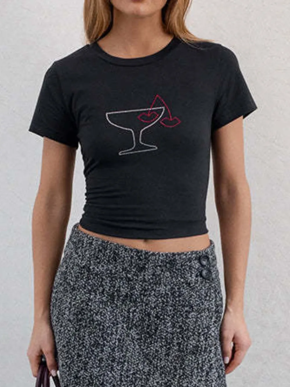 Letter Round Neck Short Sleeve T-Shirt, image 6