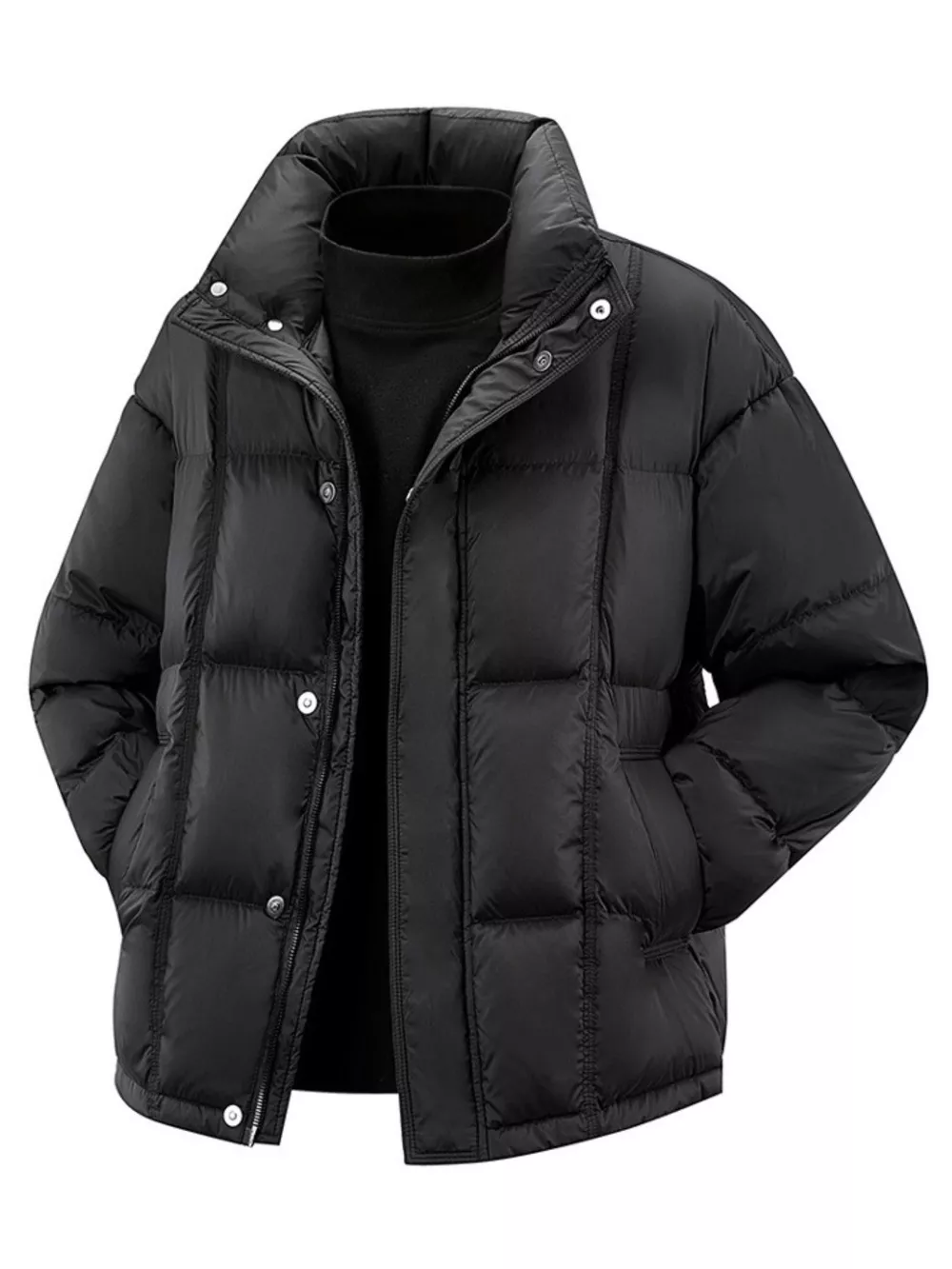 Men's Plus Size Snap Down Padded Puffer Jacket