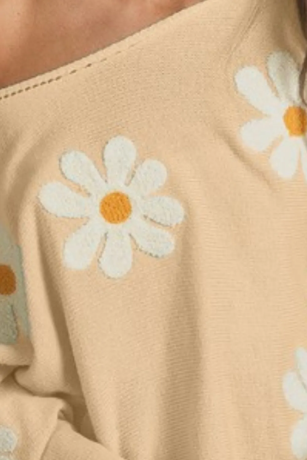 Flower Embroidery Loose Fit Knit Top, image 3