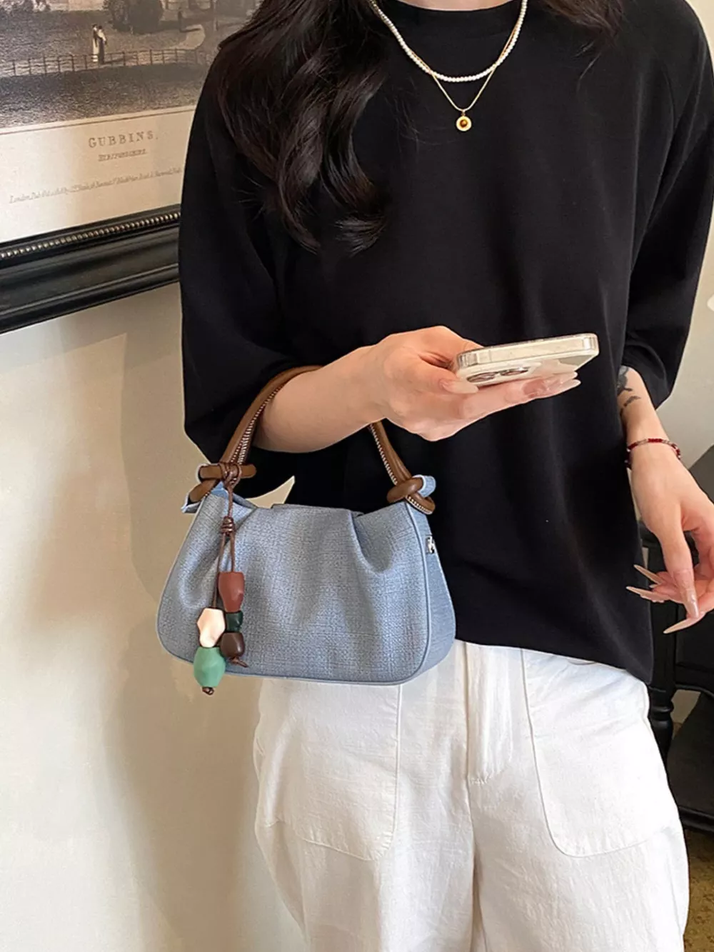 Ruched Top Handle Crossbody Bag, image 5