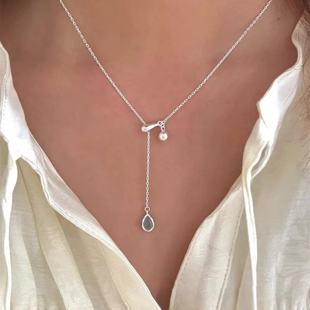 925 Sterling Silver Y-Shaped Drop Necklace