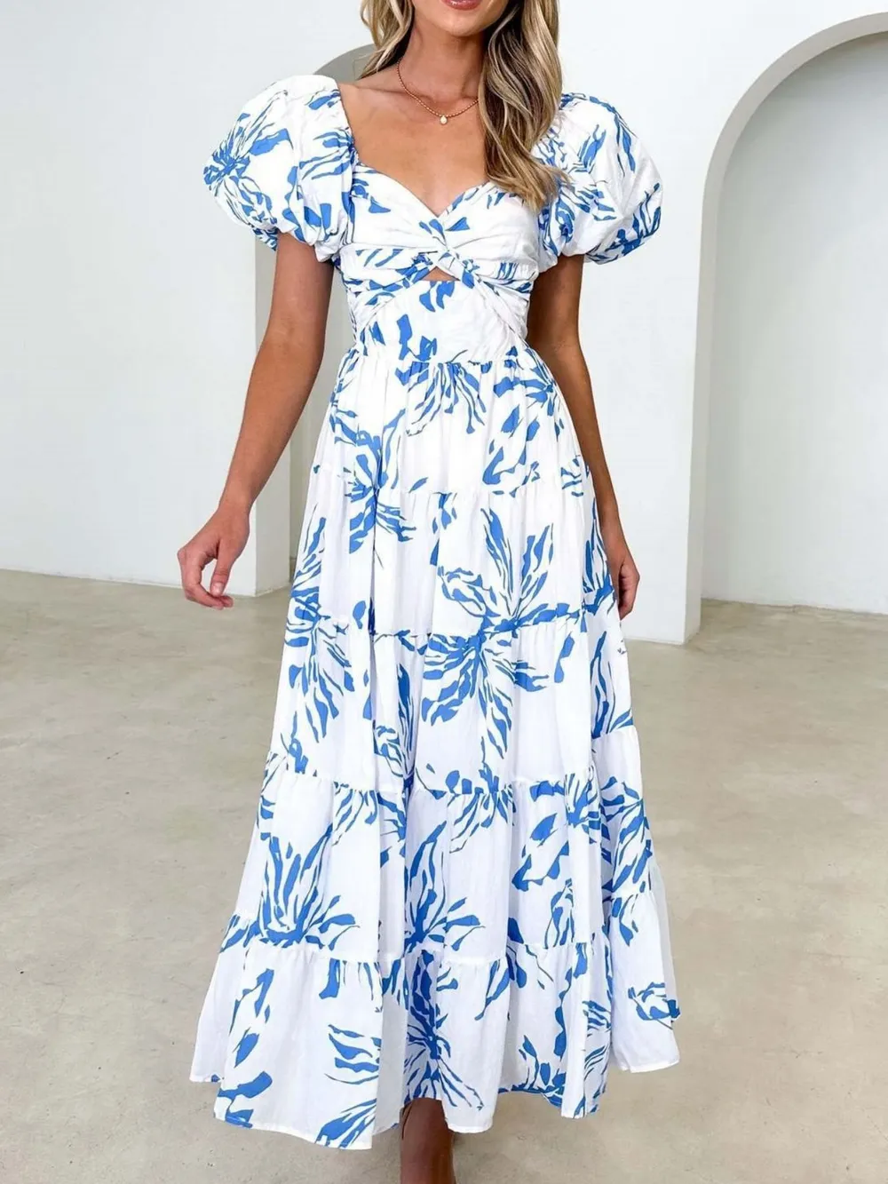 Off-Shoulder Floral Tiered Dress with Ruffle Details, image 4