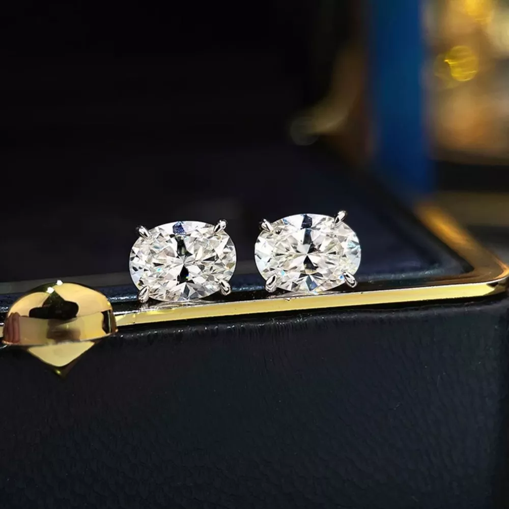 1 Carat Moissanite 925 Sterling Silver Stud Earrings, image 2