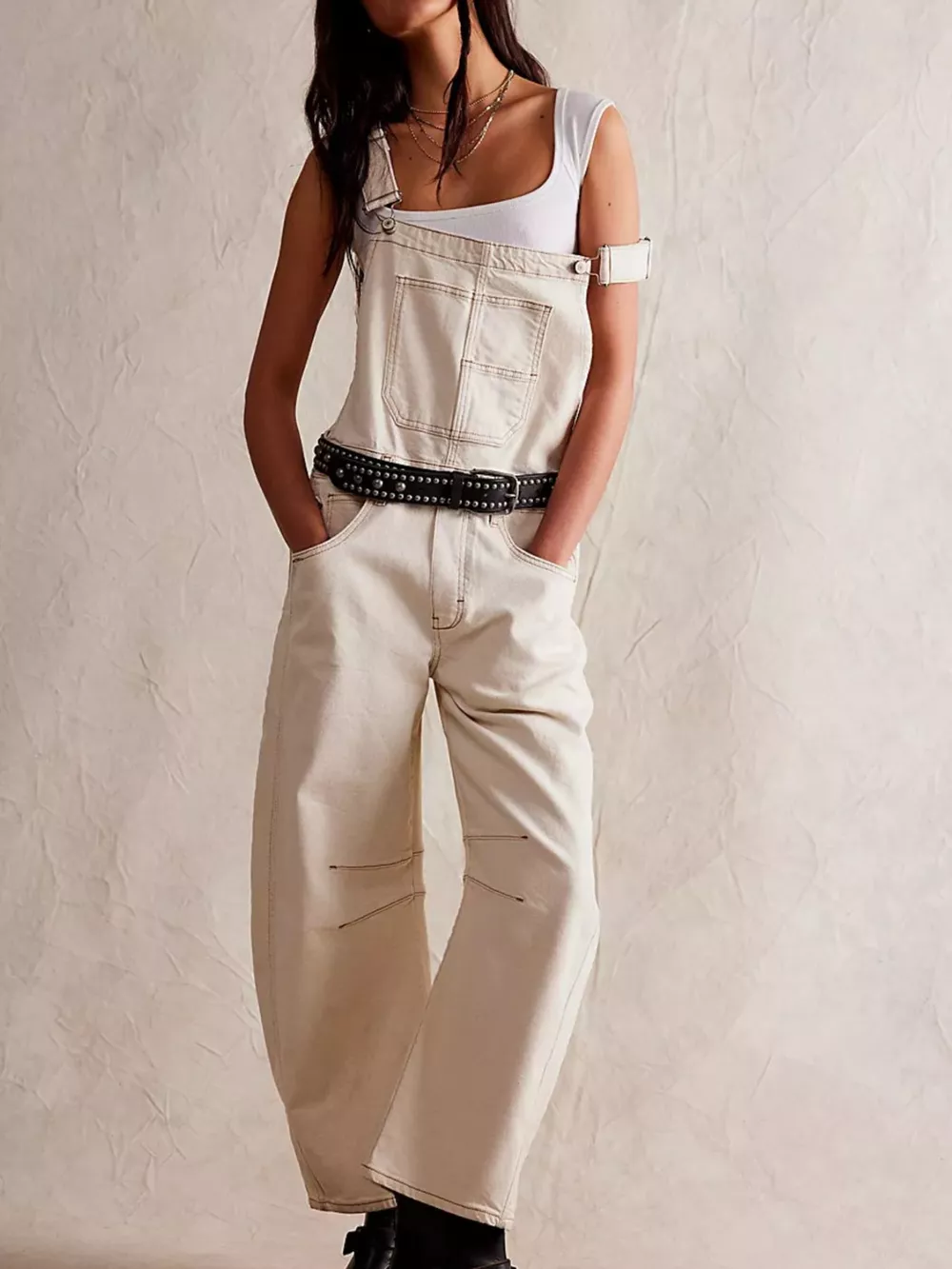Wide Strap Wide Leg Denim Overalls, image 2