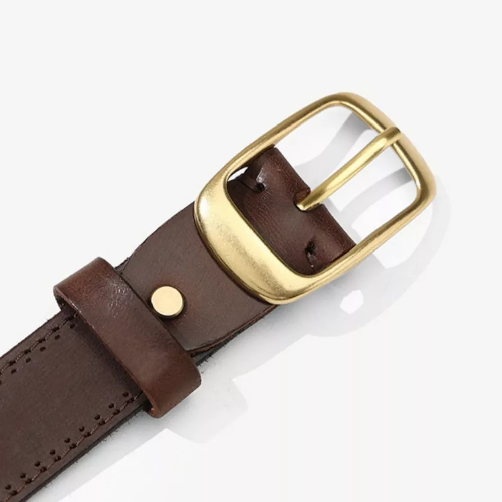 Leather Belt with Golden Buckle, image 4