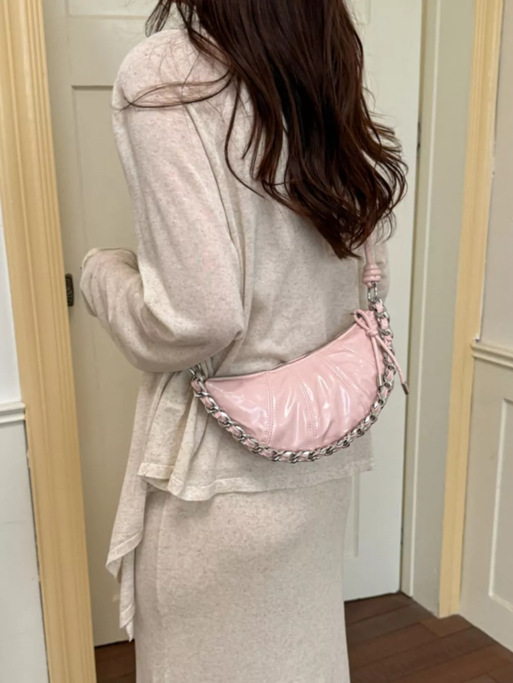 Ruched Crescent Crossbody Bag, image 5