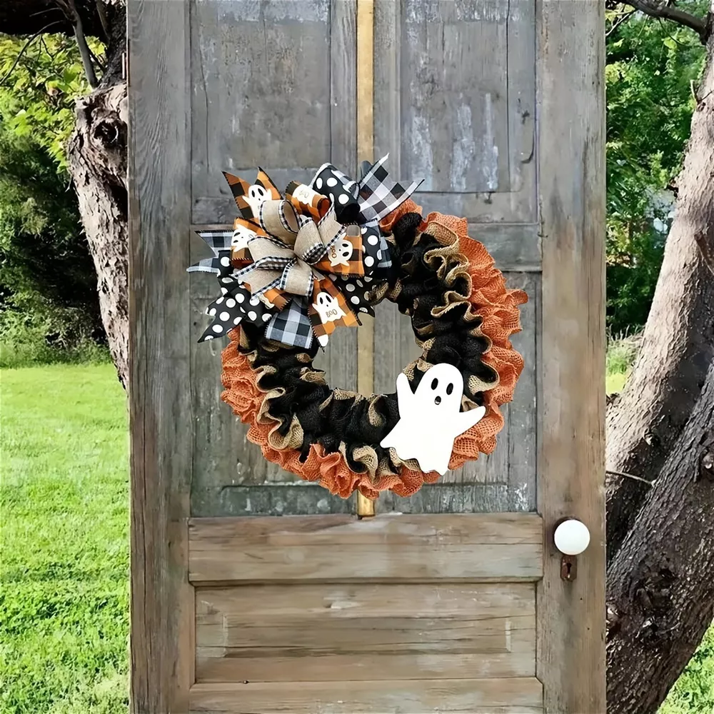 Halloween Decorative Ghost Wreath, image 2