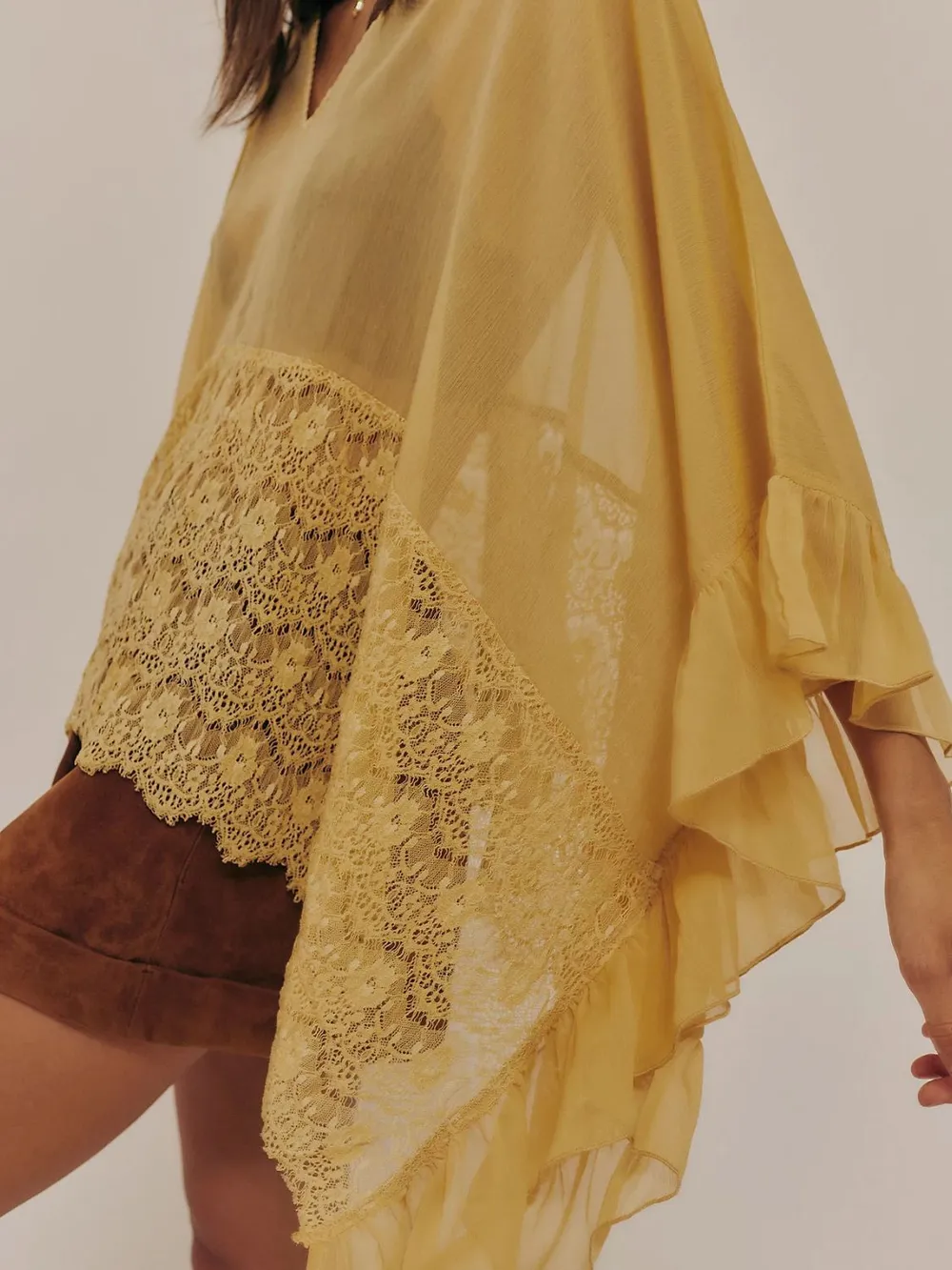 Lace V-Neck Ruffle Long Sleeve Cover-Up, image 2