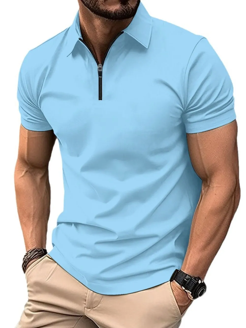 Men's Full Size Collared Neck Short Sleeve Polo Plus Size, image 2