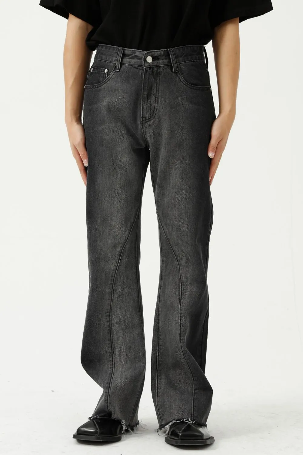 Frayed Hem Jeans with Pockets, image 3