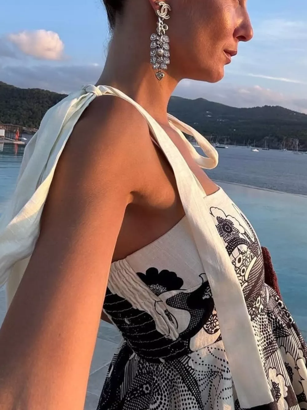 Printed Tie Shoulder Mini Dress, image 2