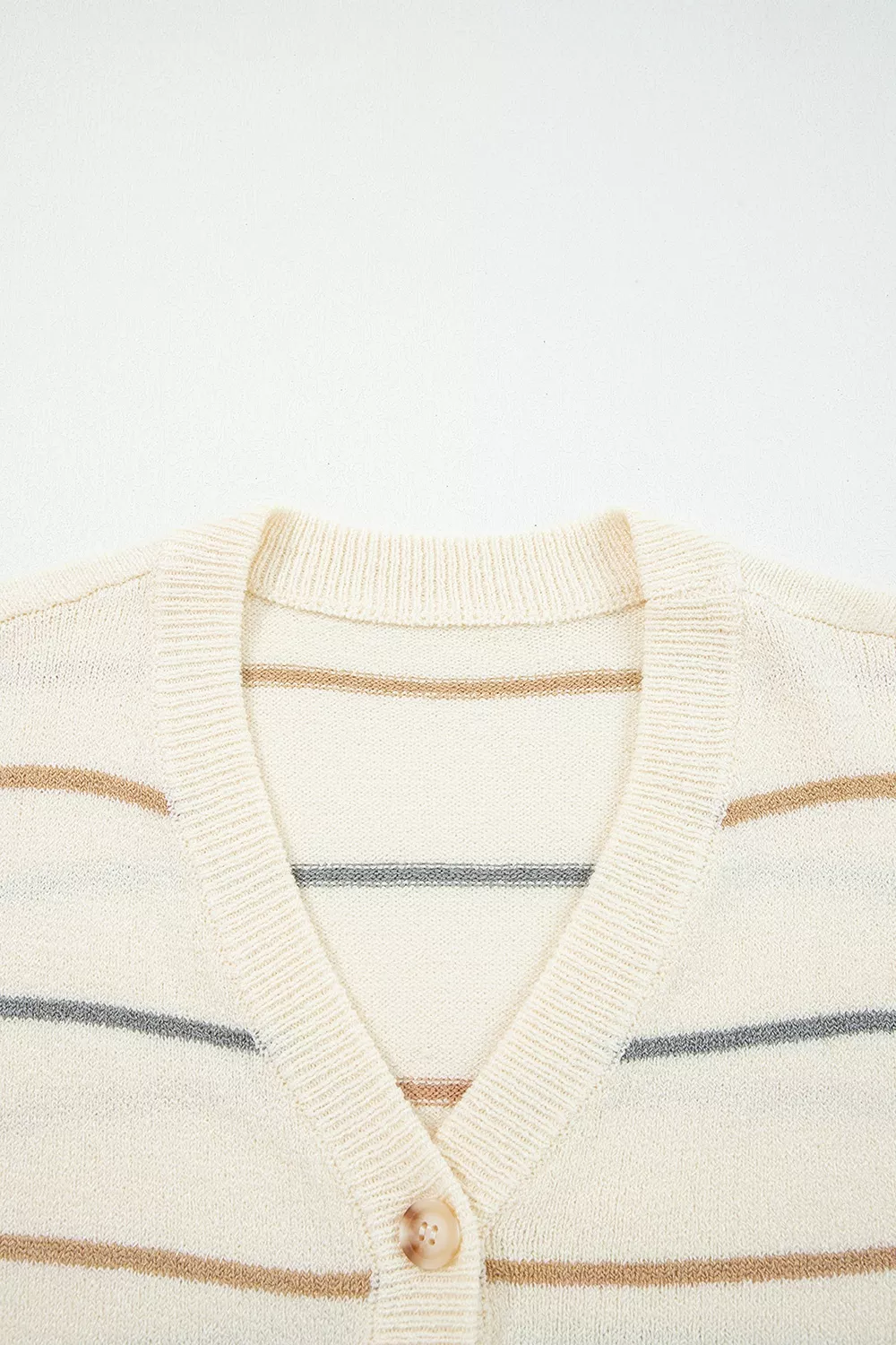 Striped V-Neck Button-Up Cardigan, image 6