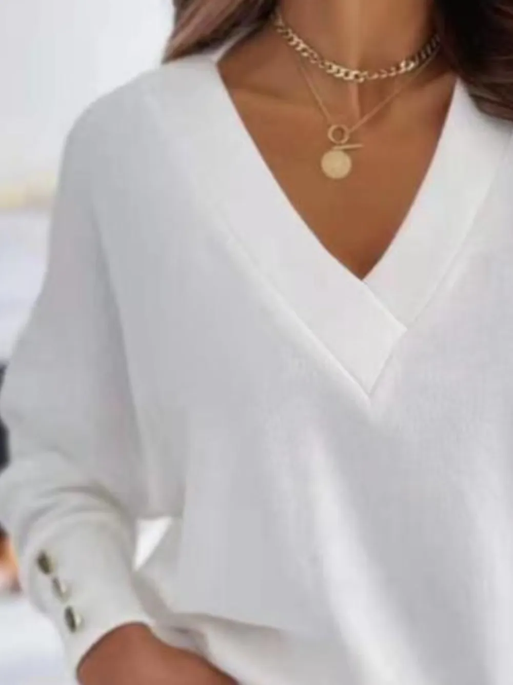 V-Neck Long Sleeve Sweatshirt, image 2