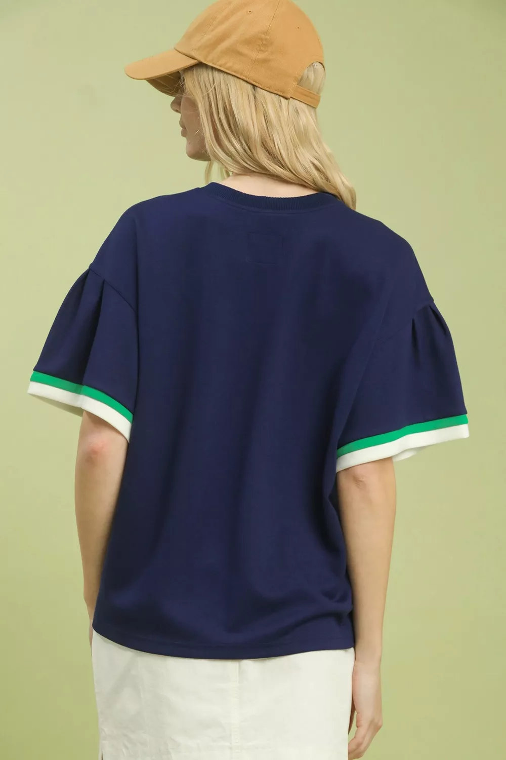 Contrast Trim Bell Sleeve Top, image 2