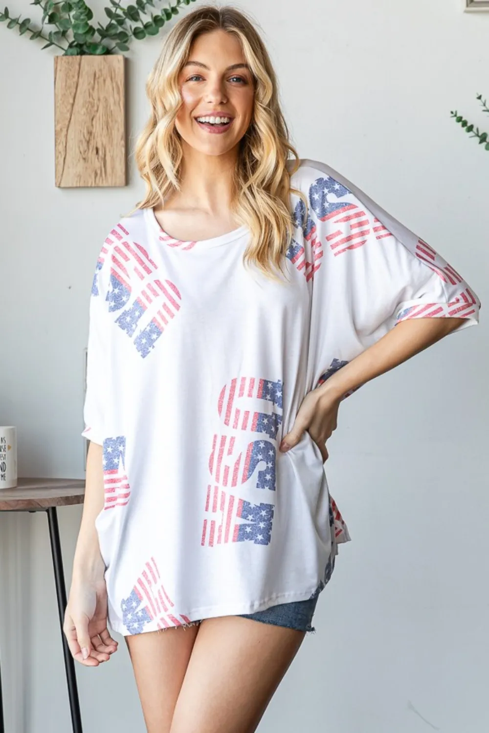 Letter Graphic Round Neck T-Shirt, image 4