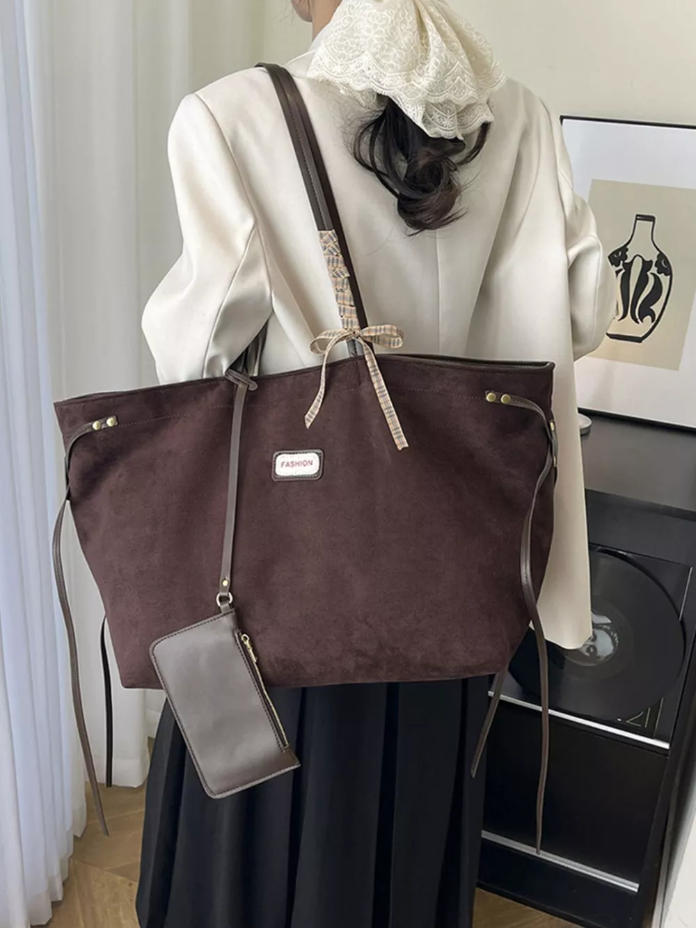Vintage Suede Tote Bag, image 6