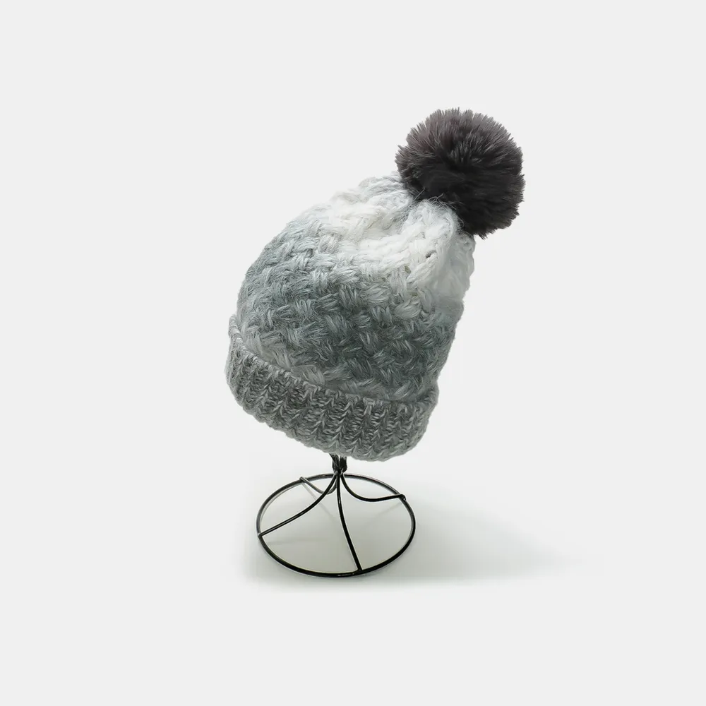 Gradient Knit Hat with Pompom, image 12