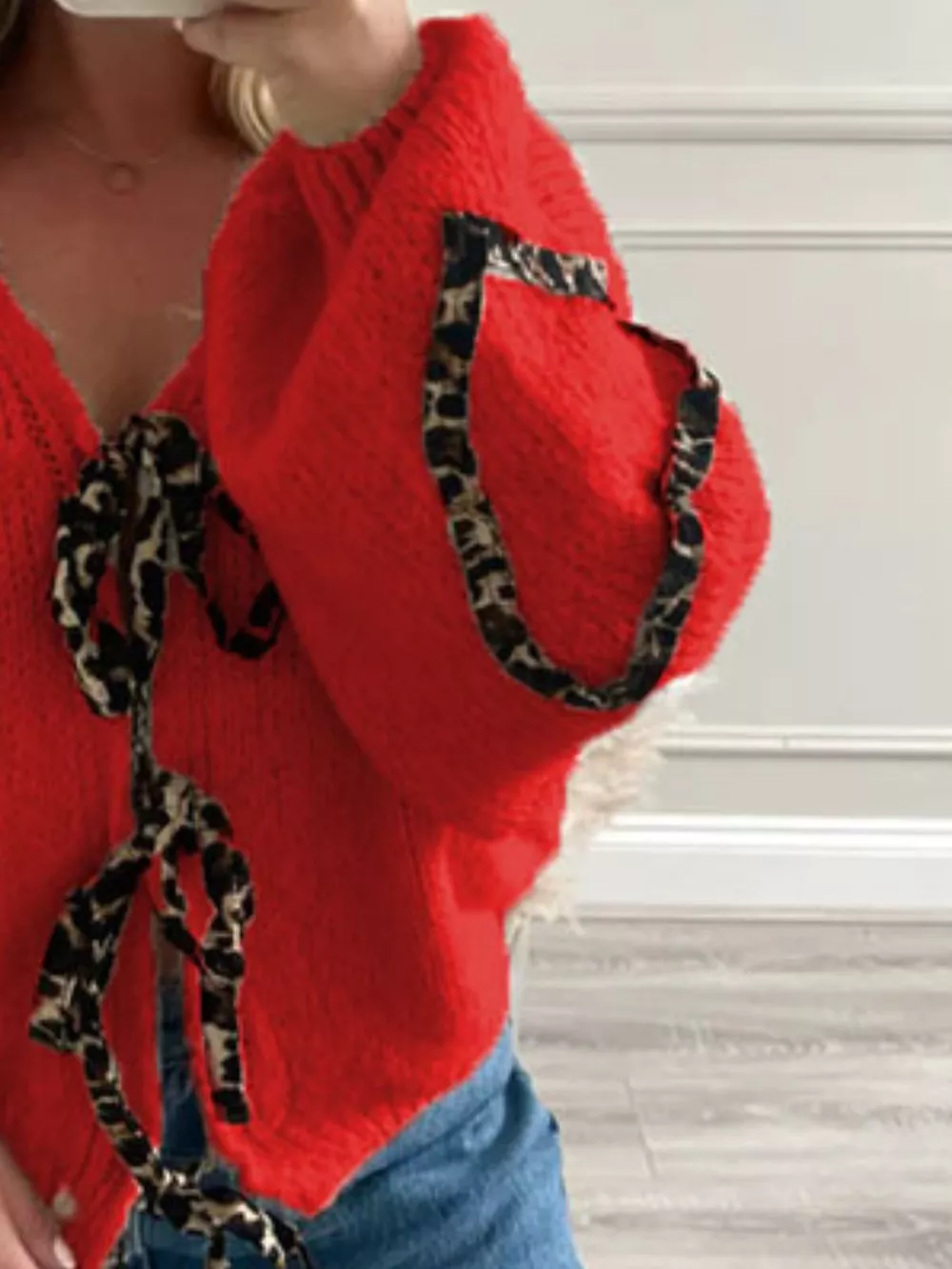 Tie Front Long Sleeve Sweater, image 6
