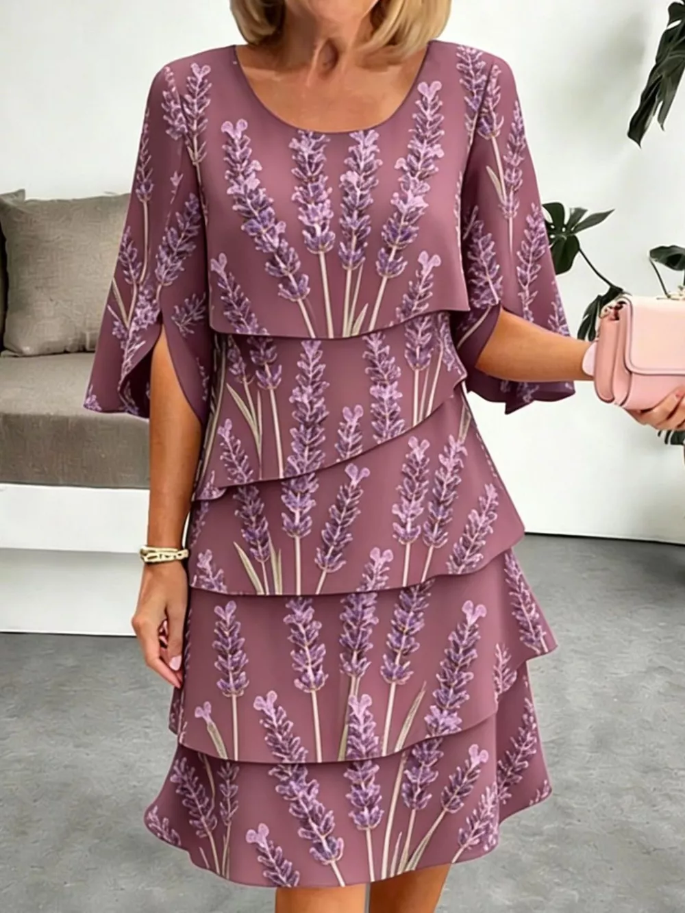 Full Size Floral Print Ruffle Hem Dress Plus Size, image 11