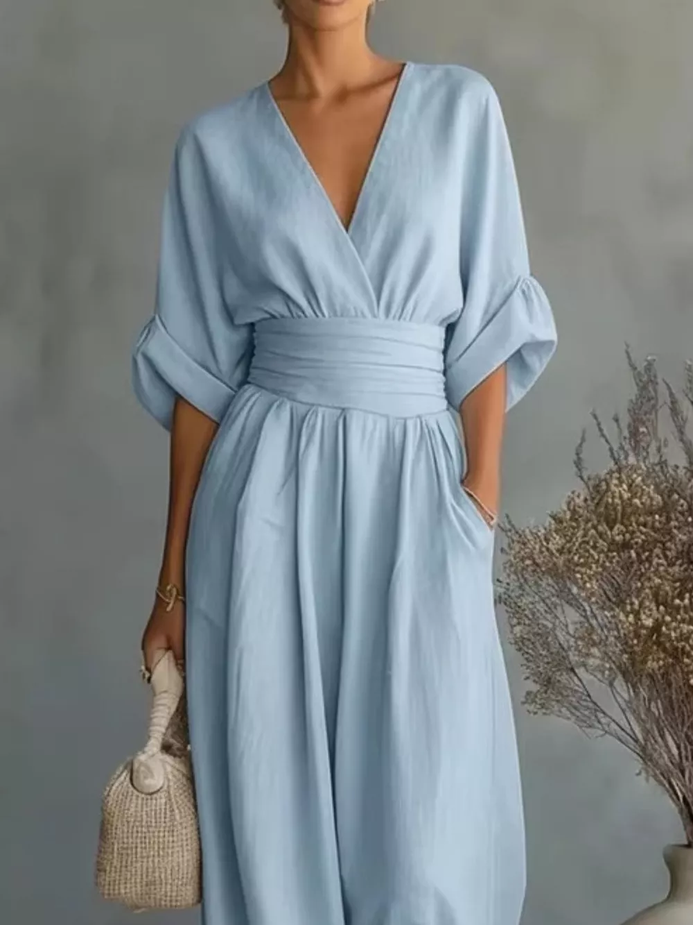 Full Size Half Sleeve Wide-Leg Jumpsuit Plus Size, image 3