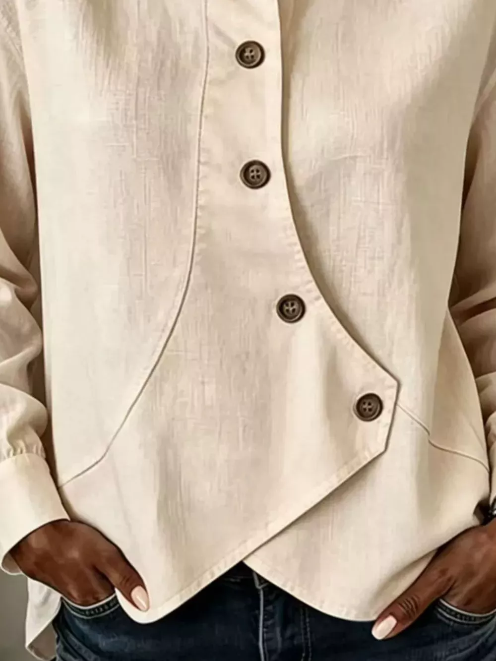 Full Size Asymmetrical Button Down Shirt Plus Size, image 6
