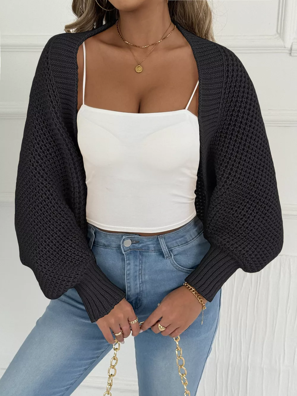 Open Front Batwing Sleeve Cardigan, image 8