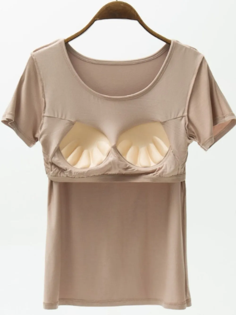 Round Neck Modal T-Shirt with Bra, image 2