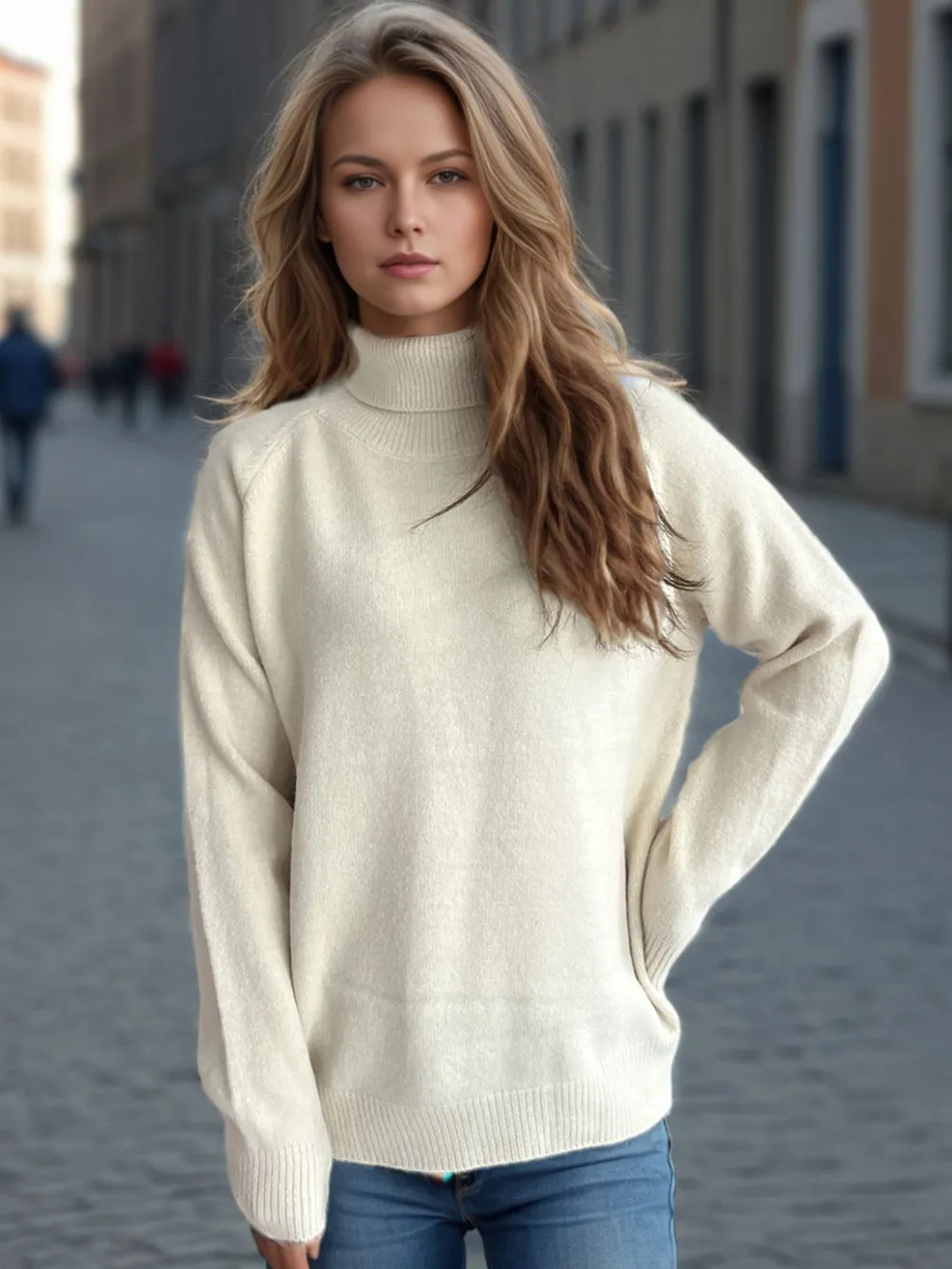 Solid Color Turtleneck Long Sleeve Sweater, image 5