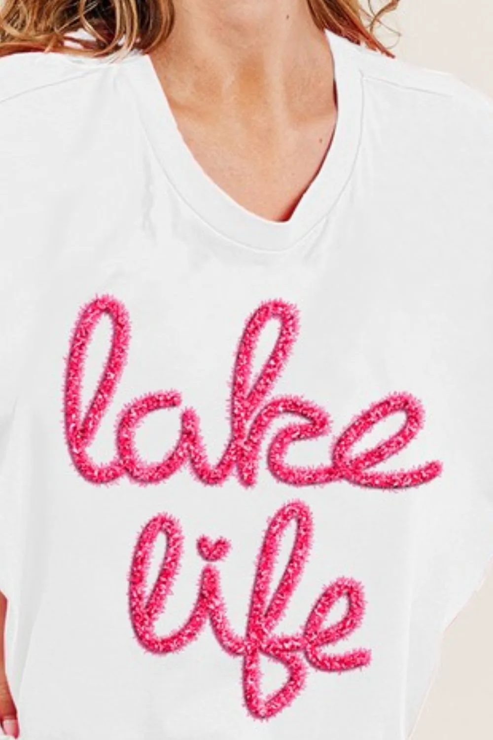 Metallic Letter Short Dolman Sleeve Top, image 2