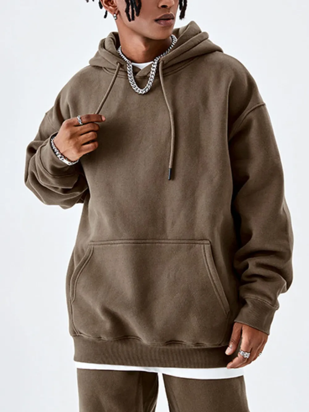 Men's Drawstring Drop Shoulder Hoodie, image 8