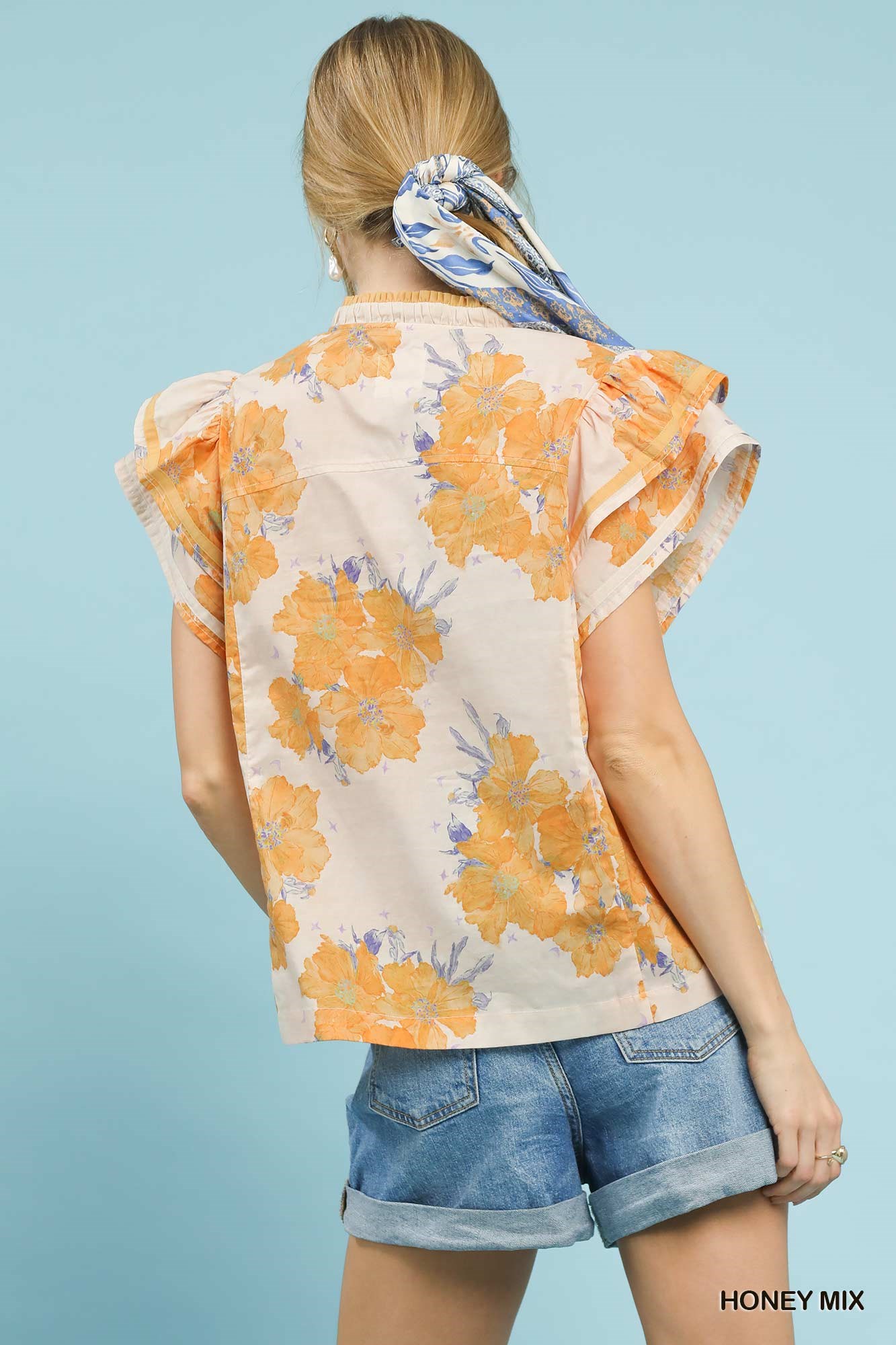 Mix Floral Ruffle Sleeve Blouse, image 2