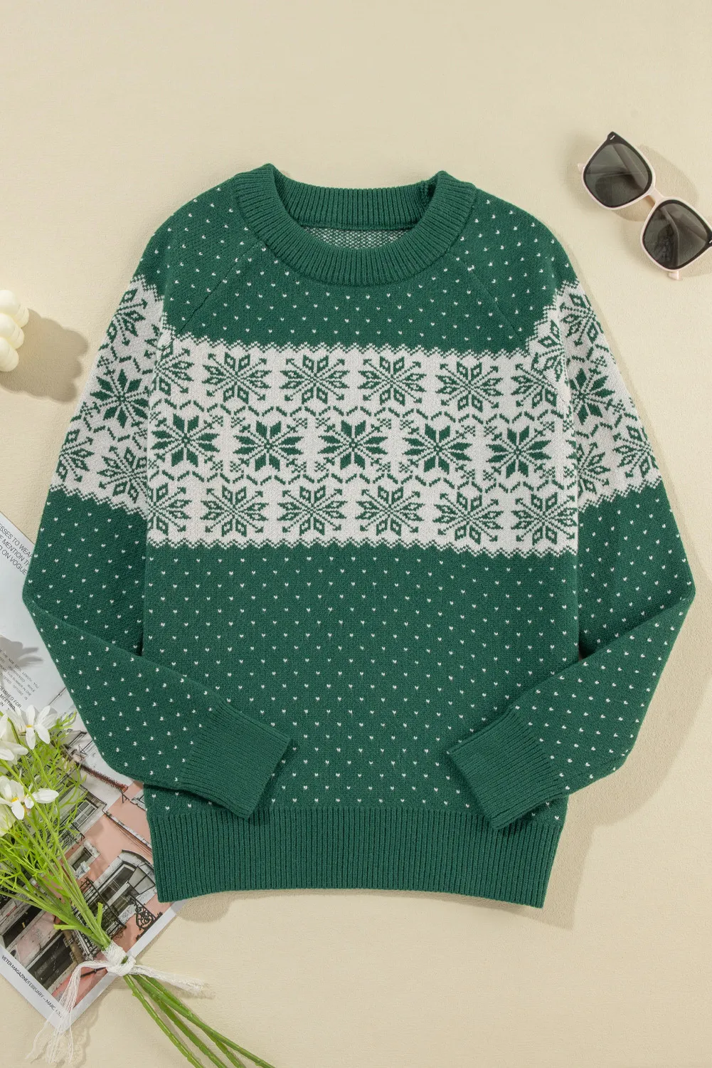 Graphic Round Neck Long Sleeve Sweater, image 2