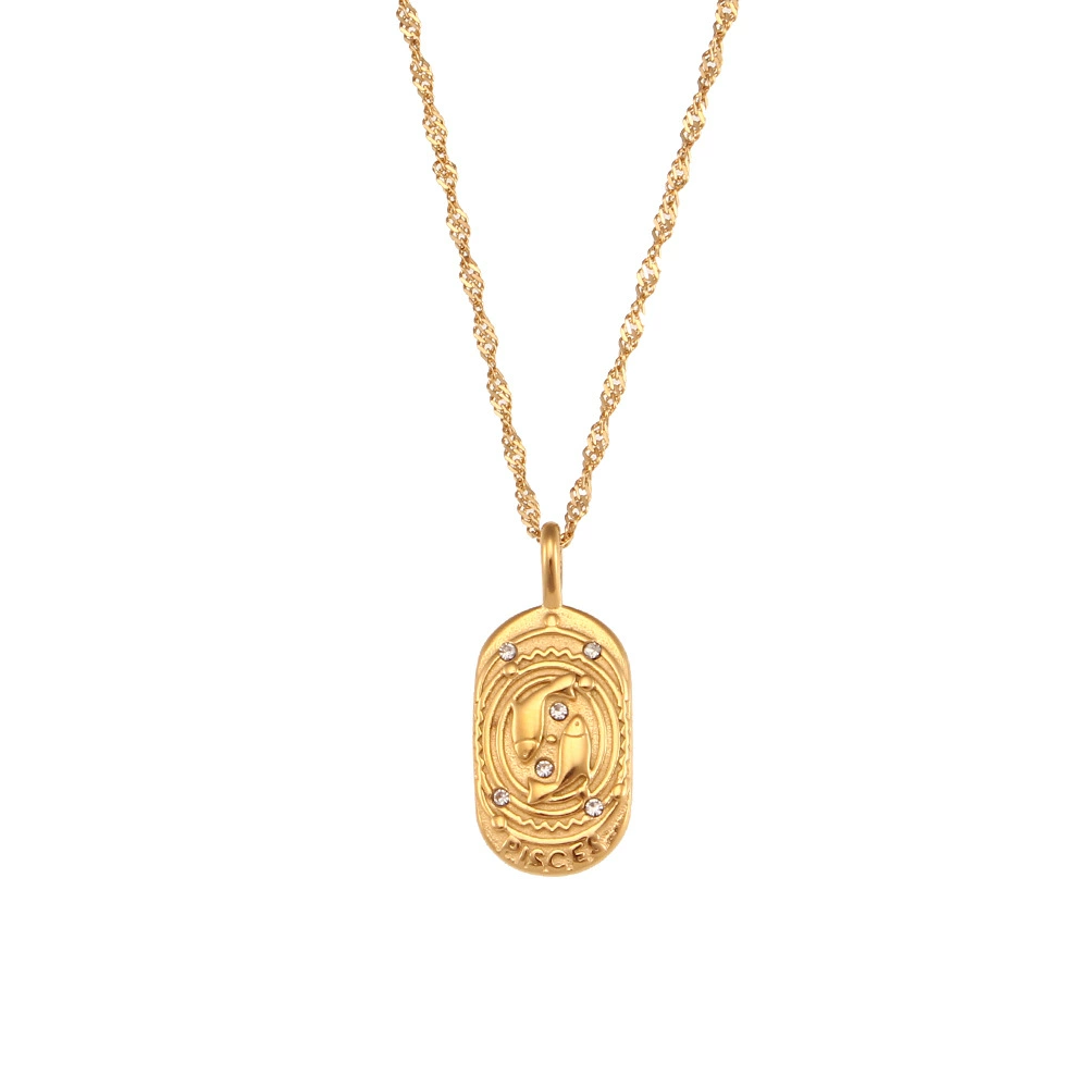 18K Gold-Plated Oval Zodiac Pendant Necklace, image 4