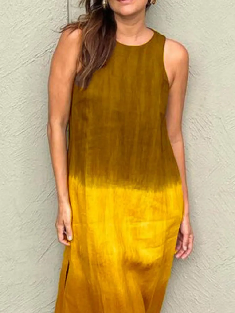 Full Size Sleeveless Gradient Tank Midi Dress Plus Size, image 2